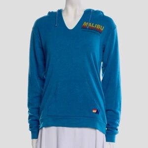 Aviator Nation Hooded Sweatshirt w/ Pouch - Malibu Chili Cook-Off Blue Size S